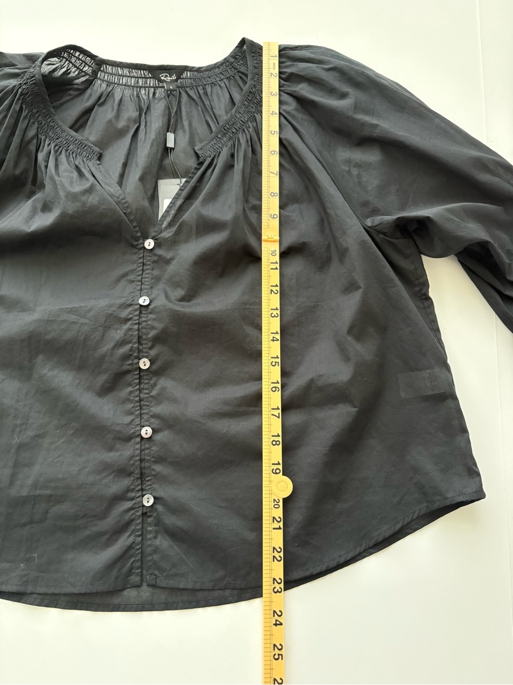 Rails Mariah Blouse True Black Cotton Smocked Peasant Top L NWT - Picture 7 of 14